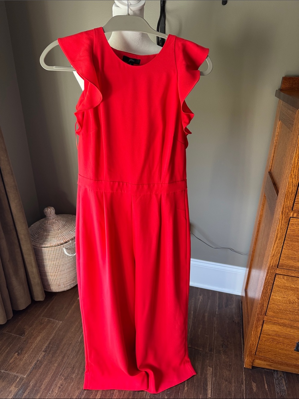 J.Crew Red Ruffle Wide-Leg Romper Jumpsuit Size 4